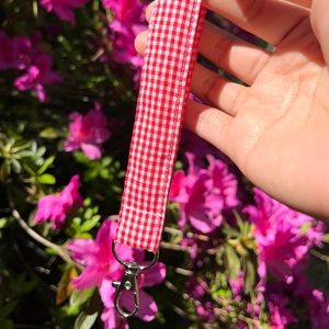Fabric Wristlet Keyrings – Red & White Plaid